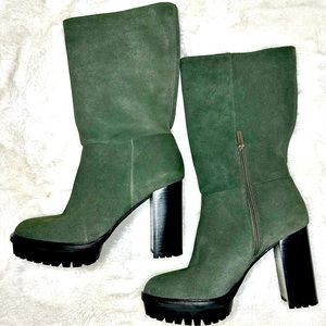 Vince Camuto Eshitana Womens suede Mid Cafe Platform Boots size 10